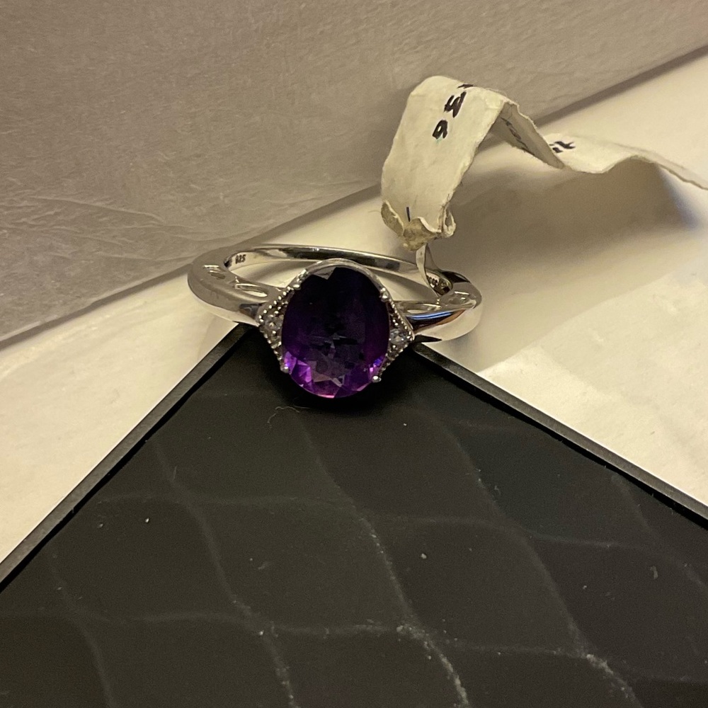 SS AAA Kariba Amethyst and Topaz ring  sz 8